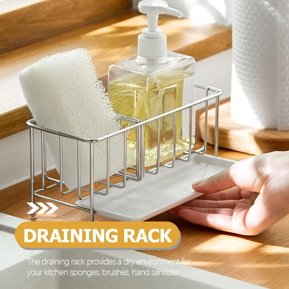 

Premium Stainless Steel Sponge Rack Multi-Function Kitchen Caddy Convenient Drain Holder Accessory Sponge Holder