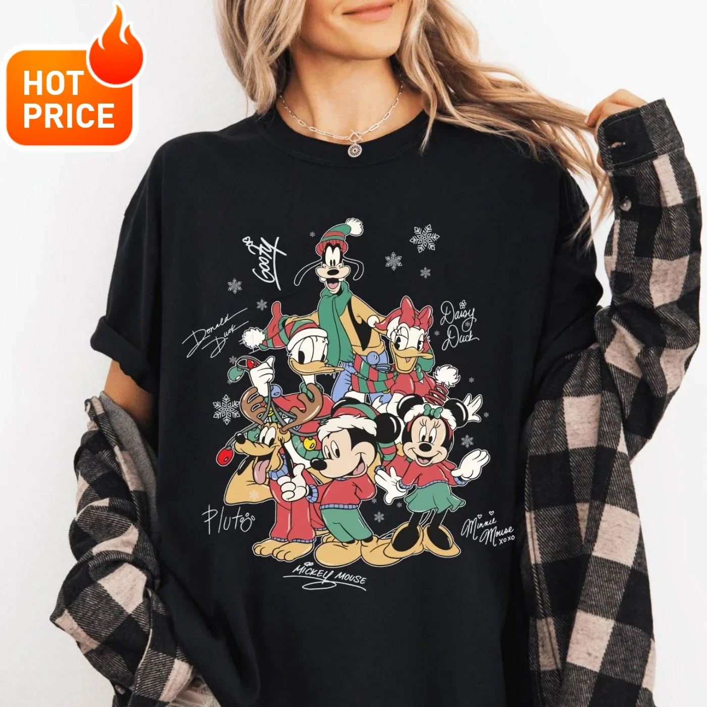 ديزني 2025 عيد الميلاد ميكي ماوس بنين بنات تيشيرت صيفي الأسرة مطابقة مجموعة عادية للجنسين فضفاضة تناسب قصيرة الأكمام Y2K