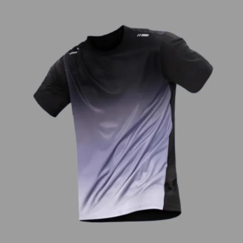 Men's sportswear, ice silk short sleeves and shorts running clothes, men's table tennis and badminton wear gradient T-shirt - view 4