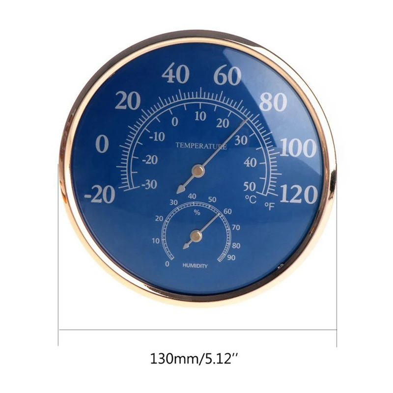 Round Thermometer Hygrometer High Curacy Temperature Humidity Meter Gauge Blue For Home Office