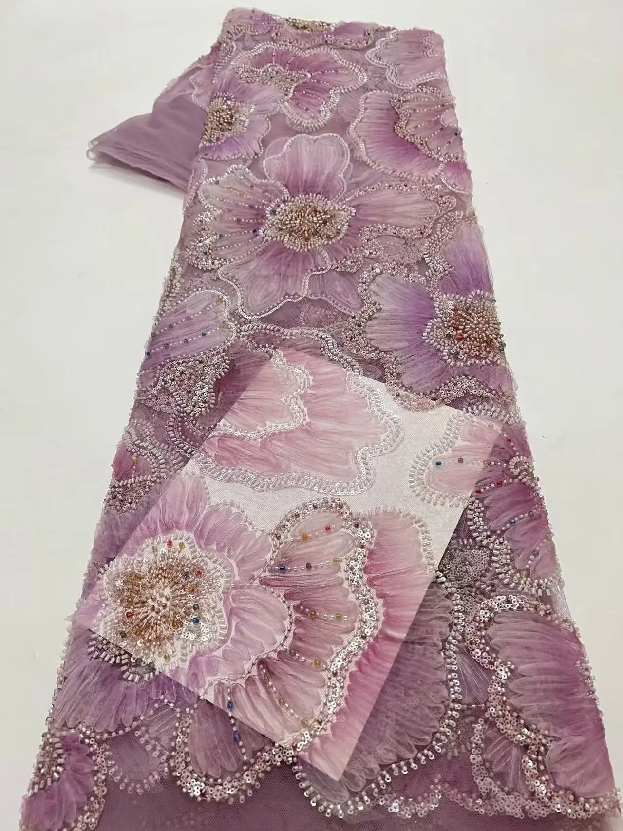 Luxury Evening gown and wedding dress DIY clothing fabrics for sewing Heavy industry plate flower sequin embroidery fabric Sew