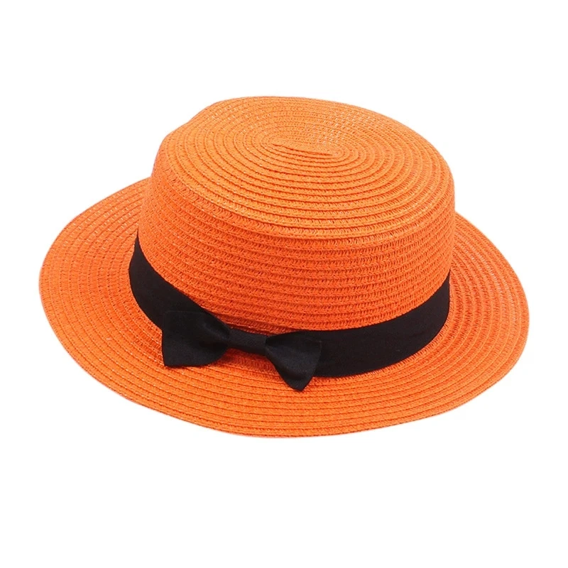 Damen-Sommerhut im britischen Stil, einfacher Strohhut mit kleiner Krempe, koreanischer Stil, Schleifenknoten, flacher Sonnenhut, beliebter Damen-Strohhut – Detail 12