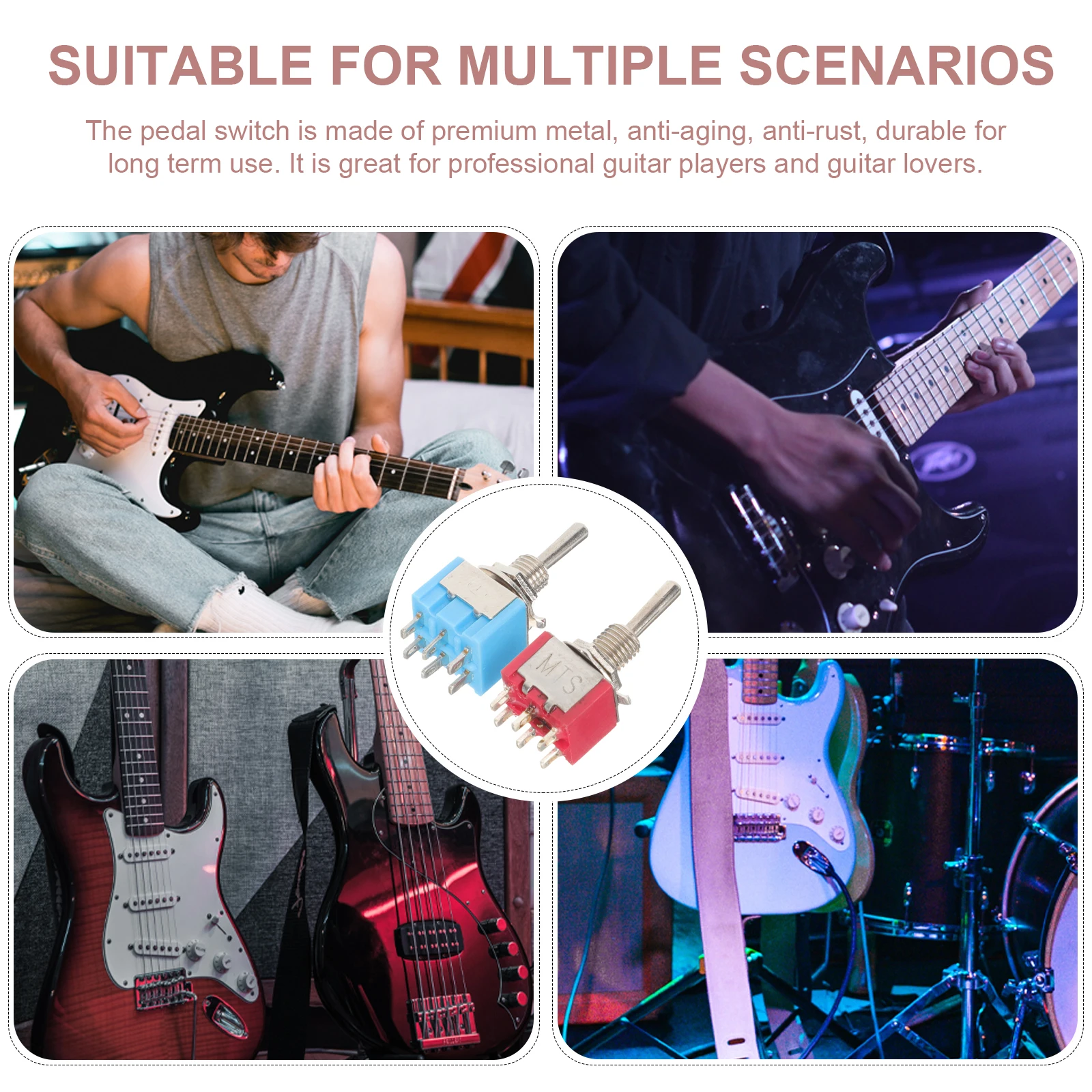 

4pcs Mini Toggle Metal Plastic Guitar Footswitch Replacement Pedal Button for Amp Electric Bass Effector