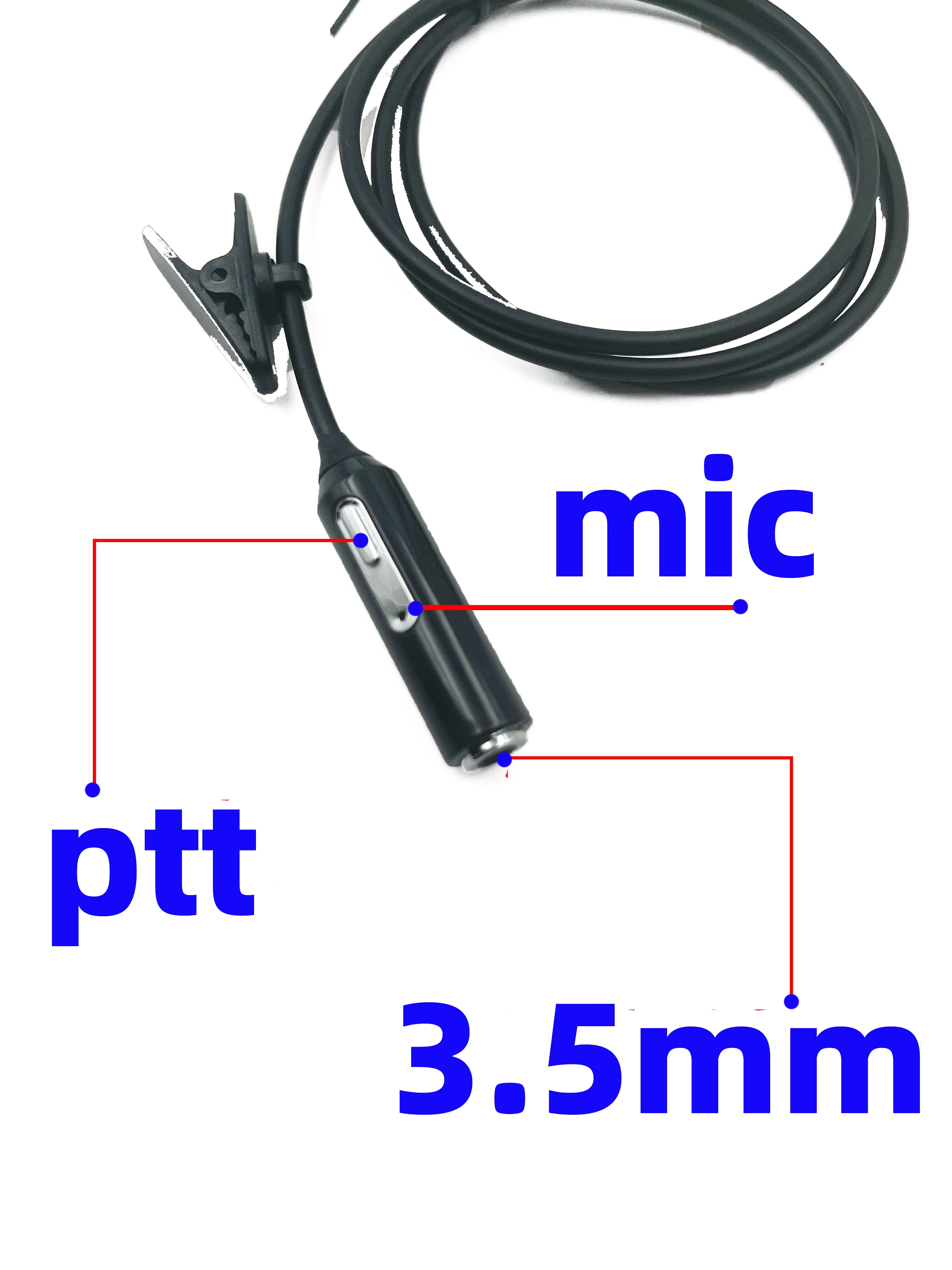 BAOFENG Walkie-talkie adapter 2 Pin to 3.5MM interface with PTT button microphone to 3-section plug earphone or wired speaker