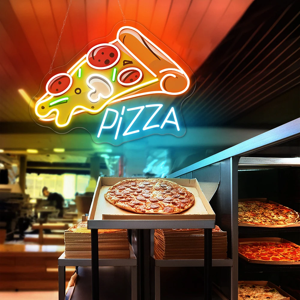 

Pizza Neon Sign Fast Food Shop Opening Led Light Restaurant Kitchen Wall Decor Welcome Neon Personalized Custom Neon Sign