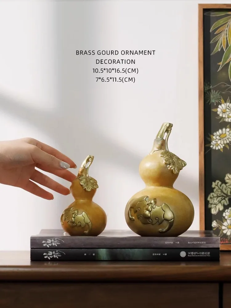 

New Chinese Style Brass Gourd Ornaments for Home, Office, Desktop, Gourd Crafts, Gourd Decorations Home Decoration Accessories