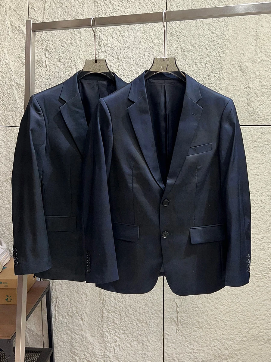 

Business Formal Men's Anti-Wrinkle Draped Texture Hidden Pattern Jacquard Spring Season High End Feel Patchwork Color Suit Ja...