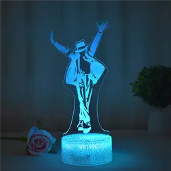 Michael Jackson 3D Lamp Acrylic LED Night Lights Neon Sign MJ Lamp Xmas Christmas Decorations for Home Bedroom Birthday Gifts