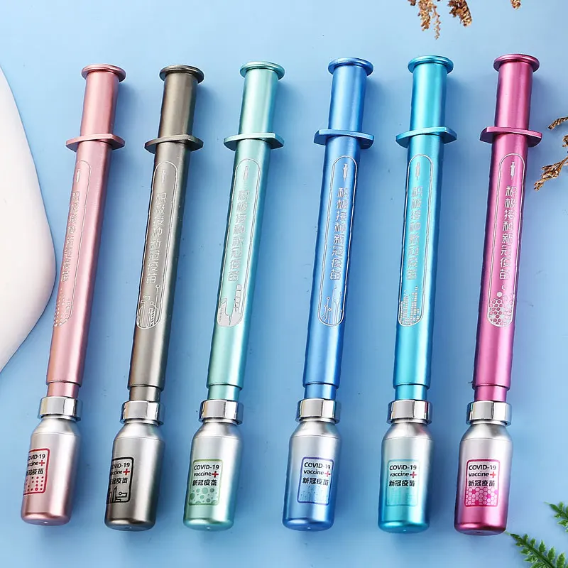 12Pcs Luminous Syringe Shaped Gel Pens Neutral Pen Signature Pens Students School Office Supplies Stationery