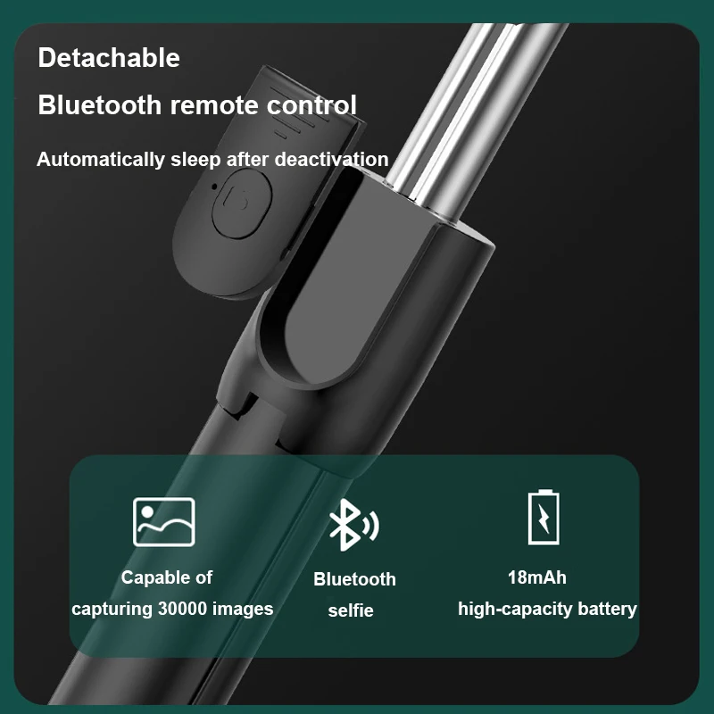 Tragbarer Bluetooth-Selfie-Stick mit Handyhalterung, ausziehbarer Fernbedienung und einziehbarem Handyständer_voghion.com