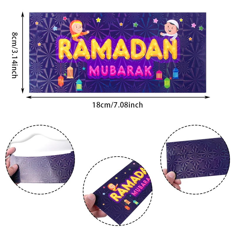 6pcs Eid Mubarak Envelopes Gift Money Ramadan Decorative Paper Package Red Packet Muslim Islamic Festival Decoration Supplies