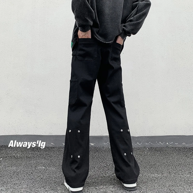 

Мужские джинсы Slim Fit прямого кроя, весна-осень, модные, в стиле High Street, износостойкие, с эффектом stonewash, со средней посадкой, на шнурке