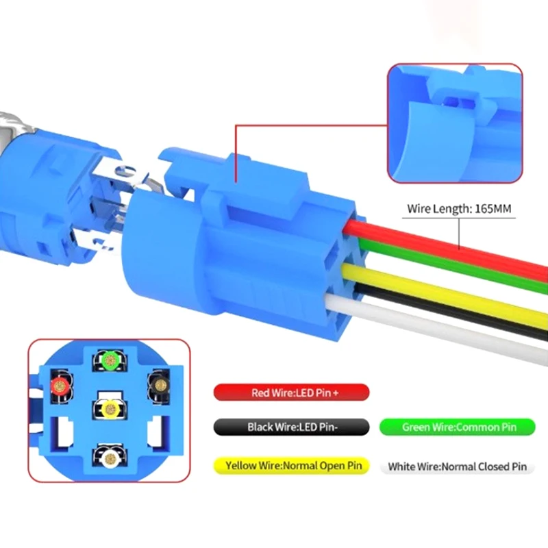 1Pcs 16mm 12V Momentary Speaker Speaker Button Toggle Switch Installation Hole With Car Pre Wiring Socket