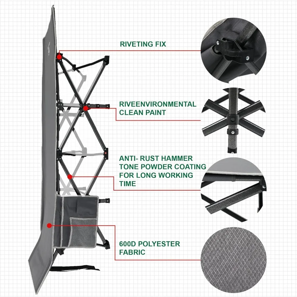 Imagem -06 - Cama de Acampamento Portátil Dobrável com Bolsa de Transporte Berço Extragrande Cama de Dormir Suporta 600 Lbs Dobrável Steel Frame Westtune