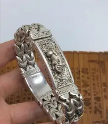 Asian chinese old miao silver hand cast statue bracelet jewel cool gift