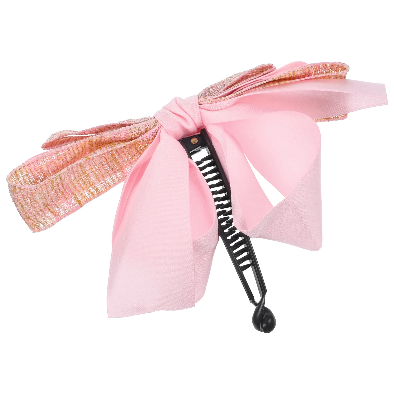 

1pcs Large Banana Claw Clips Vertical Ponytail Chiffon Bow Hair Accessories Women Firm Grip Plastic Elegant Design For Various