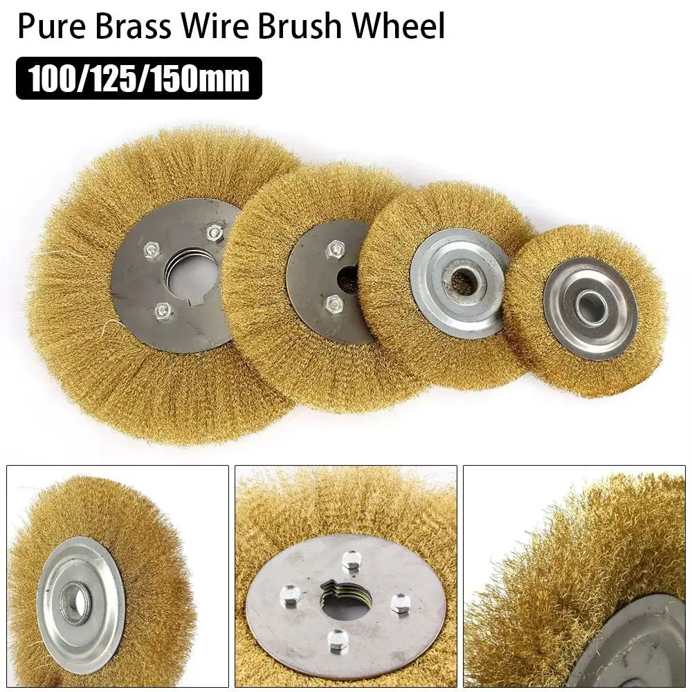 1Pcs Flat Type Copper Wire Wheel For Bench Grinder 100/125/150mm Pure Brass Brush Adhesion Replacement Accessory