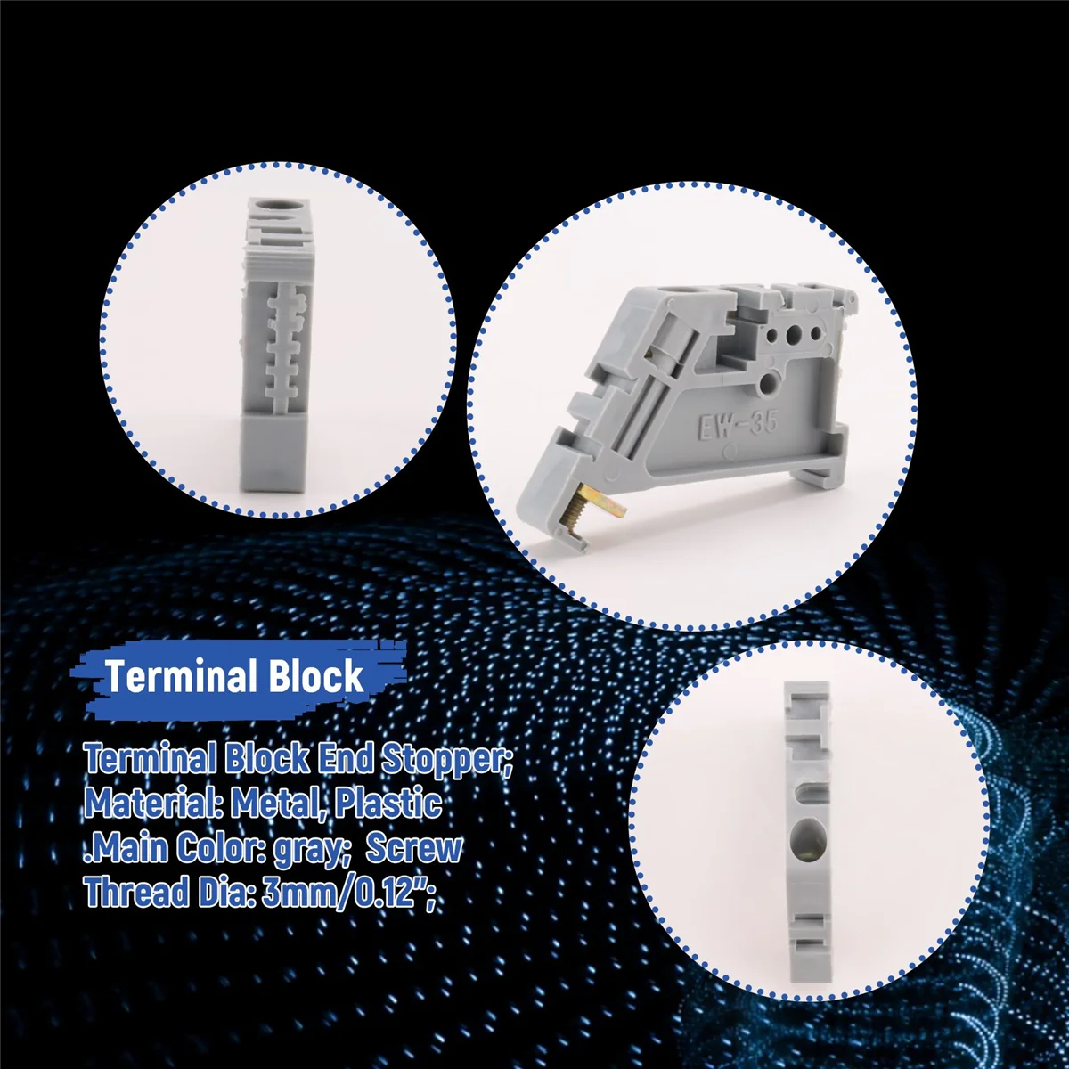 50Pcs 35mm DIN Rail Terminal Block End Stopper Mounting Clips