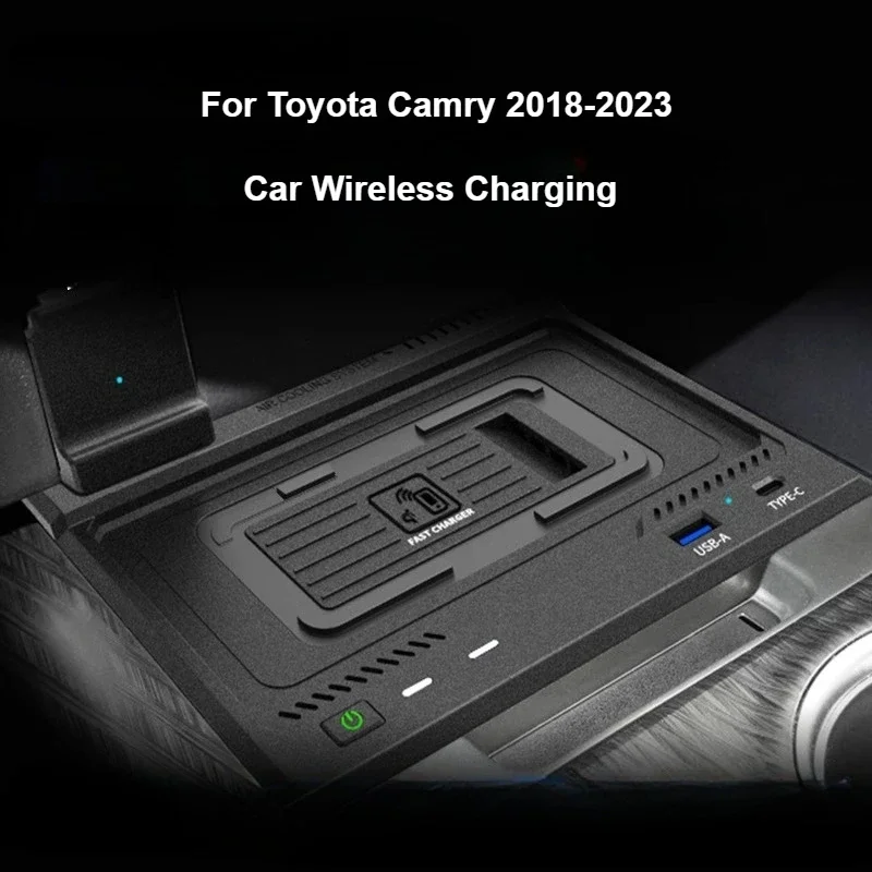 NEW For Toyota Camry 2018 2019 2020 2021 2022 2023 Car Wirless Charger 15W Quick Charging Console Phone Holder Plate