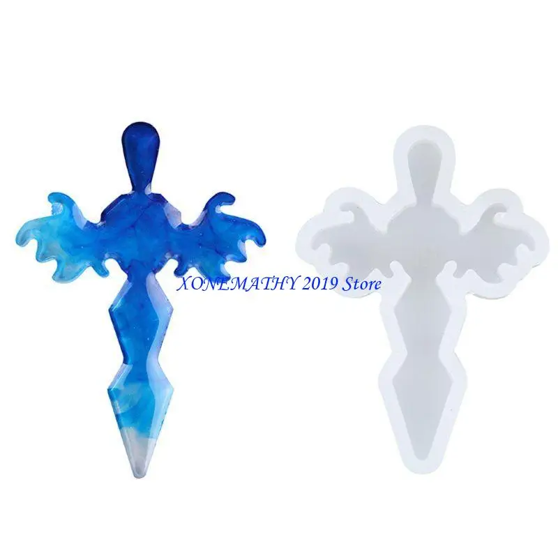 F42F Pendant for Cross Epoxy Resin Casting Necklace Earring Charm Jewelry Making Gift