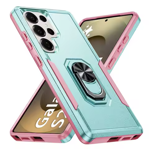 Shockproof Armor Matte Kickstand Phone Case For Samsung Galaxy S25 S24 S23 S22 S21 S20 Ultra Plus Magnetic Ring Holder Cover