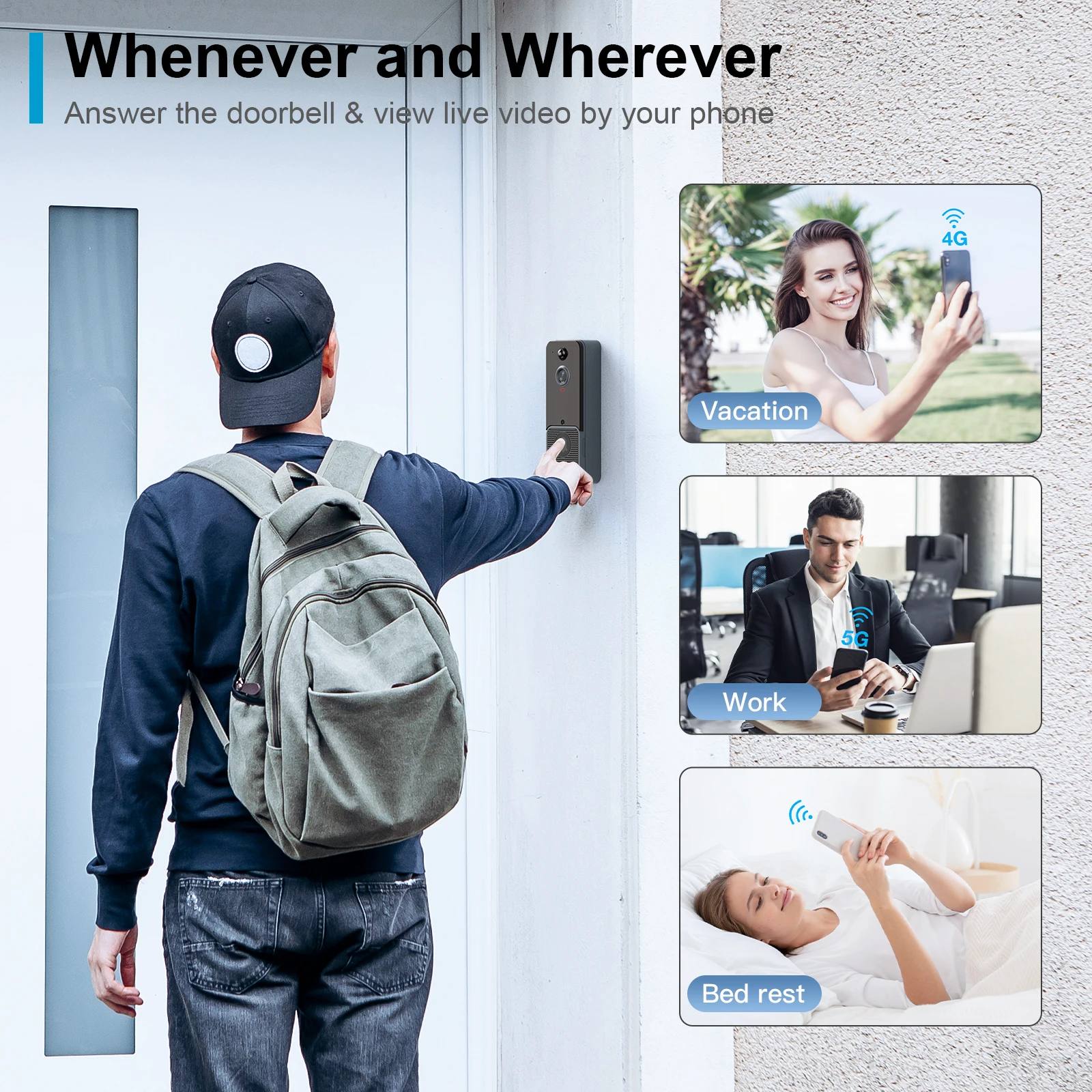 Smart Home Aiwit Peephole doorbell Camera 1080P 750P 100Wpixel door Viewer Night PIR motion detection remote video doorbell