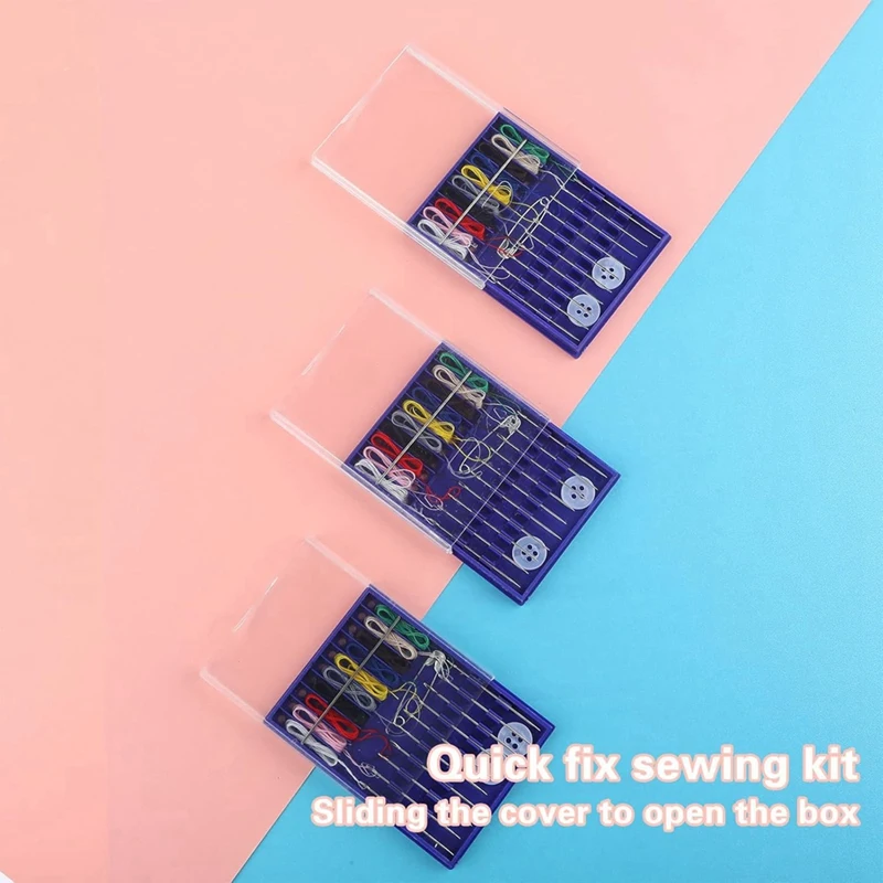 10 Boxes Mini Sewing Kit, Quick Fix Sewing Kit Small Travel Sewing Kit Pre Threaded Needle Kit With Pin Button