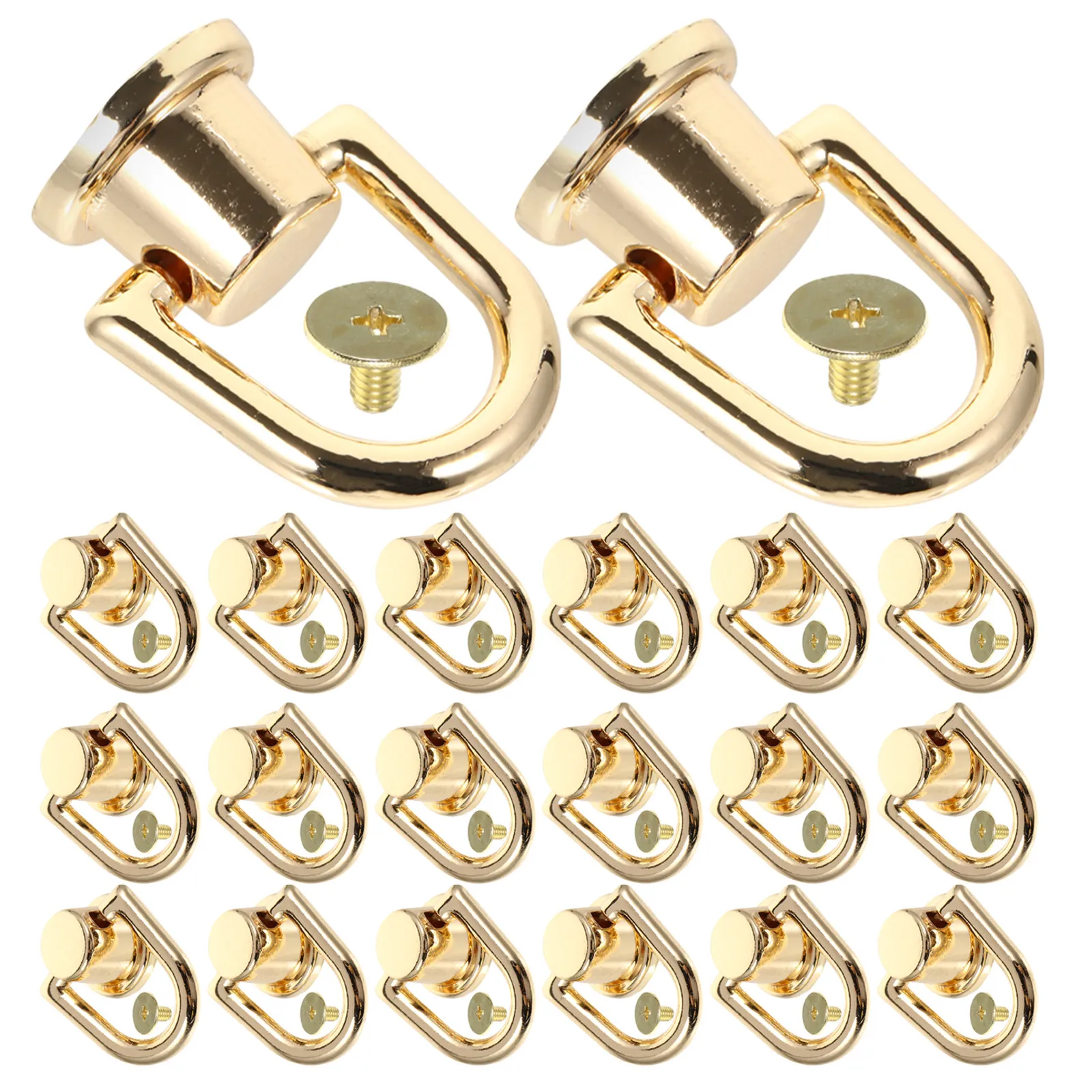 12Pair D Ring Smooth Rotatable Metal Hardware for Bag Strap Accessories Purse Making DIY Crossbody Purse Craft Supplies