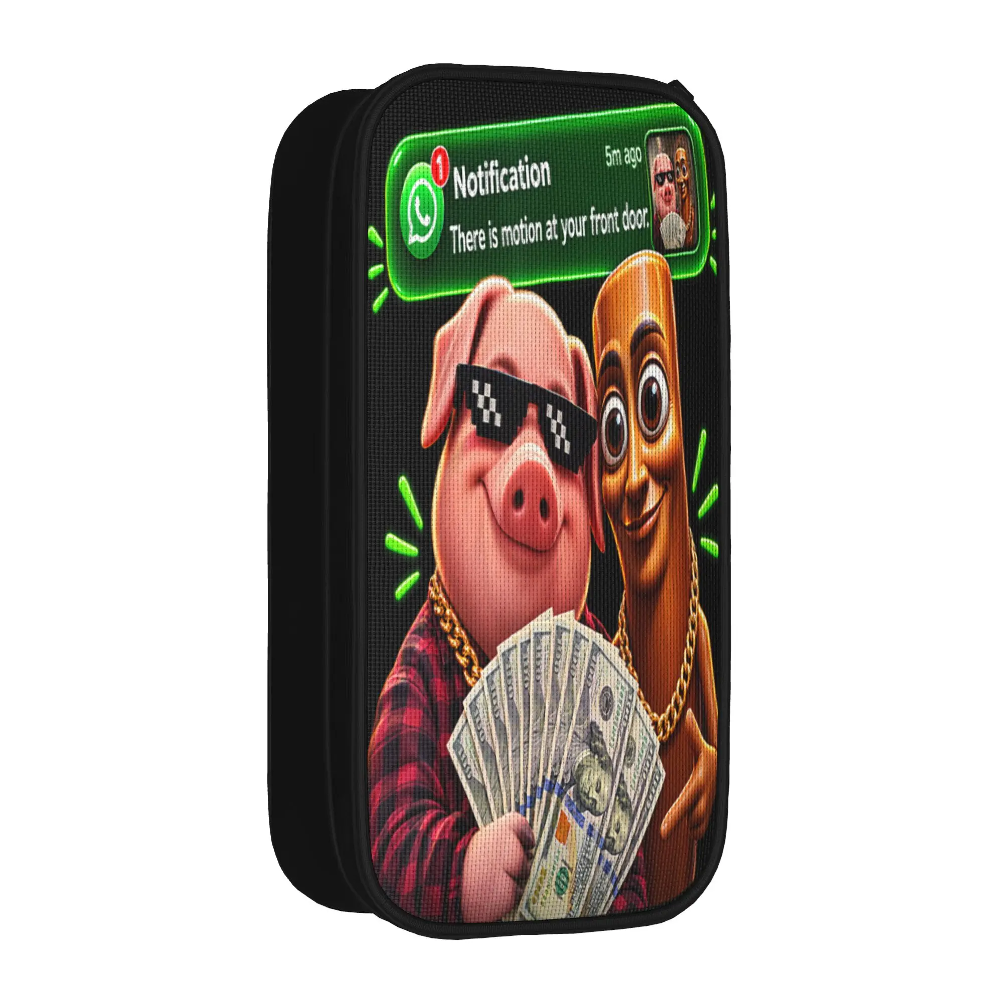 There is Motion at Your Front Door John Pork Tung Tung Sahur Pencil Case Girls Boys Cute Pencil Pouch Design School Pencil Cases