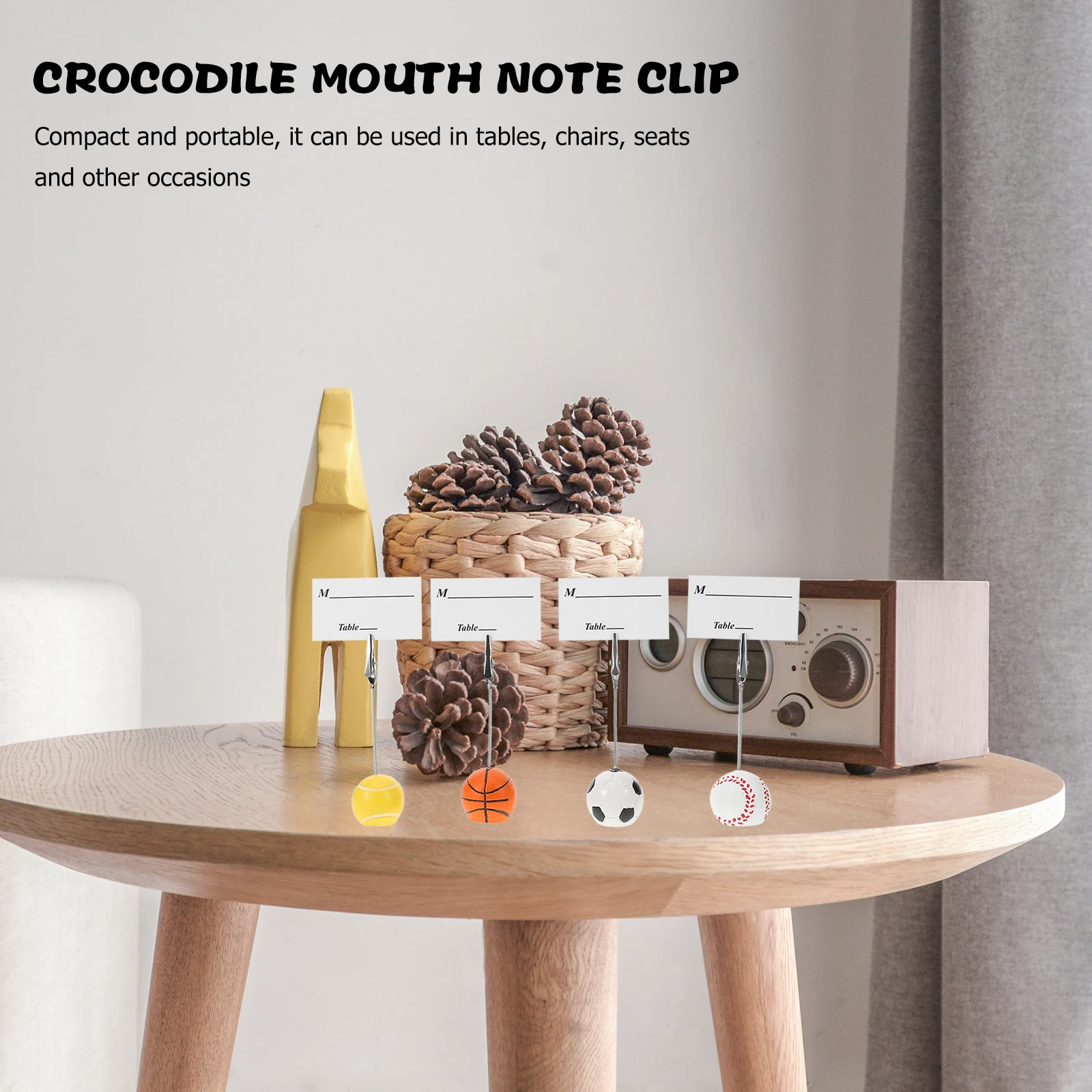 

4pcs Sports Style Name Card Holders Resin Firm Grip Table Number Picture Menu Clip Wedding Accessories