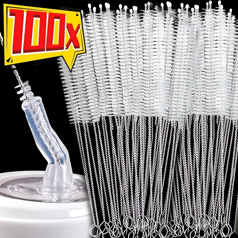 100/5PCS Drinking Straw Cleaning Brush Kit Reusable Tube Pipe Cleaner Brushes Nylon Long Handle Baby Cup Bottles Washing Brush