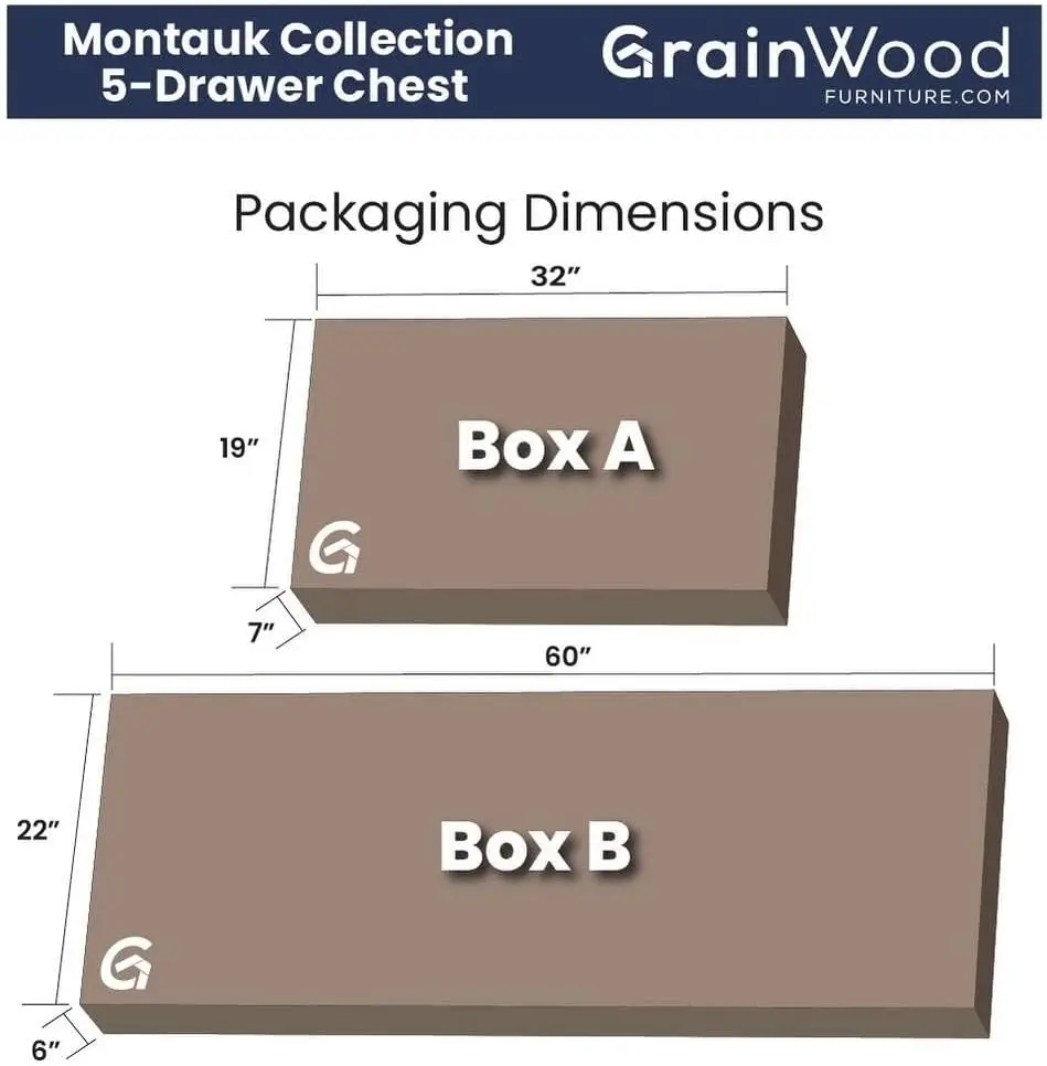 صندوق Montauk ذو 5 أدراج، من الخشب الصلب مع لمسة نهائية من خشب Driftwood · مبيعات المصنع مباشرة