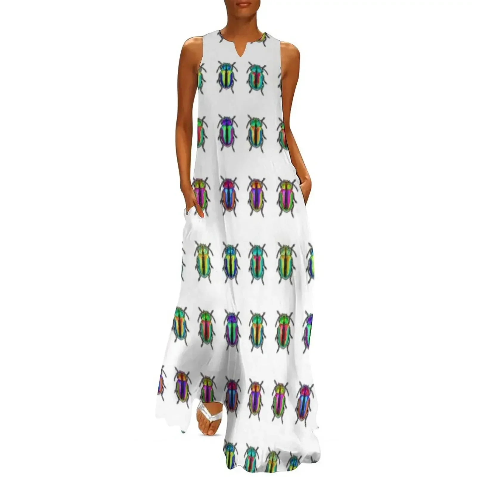 

Colorful Iridescent Dogbane Beetle Long Dress dresses korean style Dress