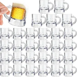 Mini Plastic Beer Mugs,1oz Clear Beer Glasses,Shot Glasses with Handles,Reusable Beer Stein Tasting Glasses Whiskey Juice Cups