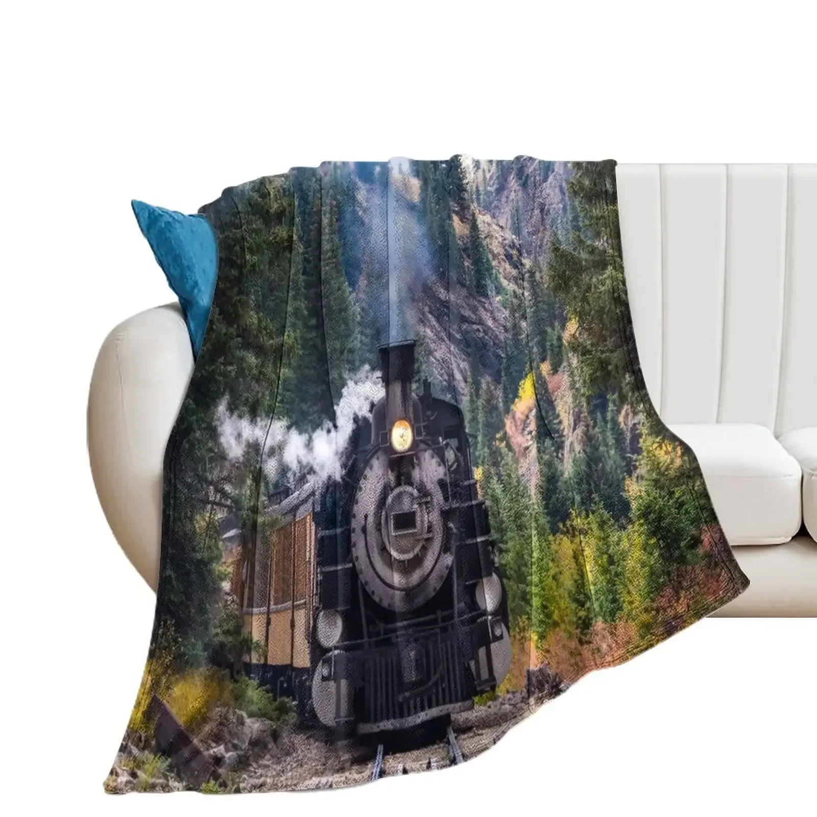 

Steam Train in Colorado Throw Blanket Soft Big for winter Custom Thermal Blankets