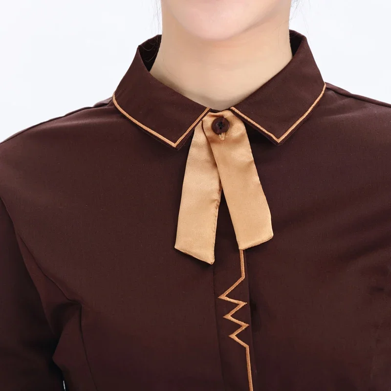 Hotel Restaurant Waiter Uniforms Coffee Shop Waitress Long Sleeve Work Shirt+Apron+Tie Set Beer Bar Worker Clothing Wholesales