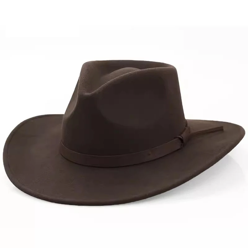 Brand Design 100% Wool Cowboy Hat, Waterproof Wrinkle-proof Soft Calf Felt Hat, Coffee Color Essentials Western Style Sun Hats