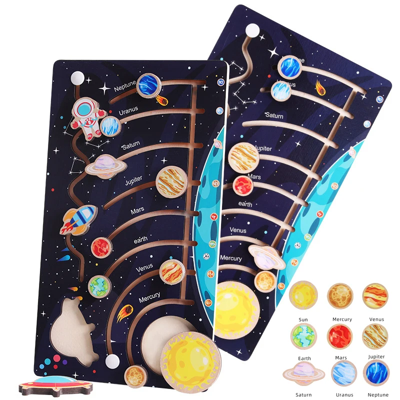 Wooden Solar System Puzzle for Toddlers Planet Toys Space Puzzles Preschool Learning Activities Montessori Educational Toys