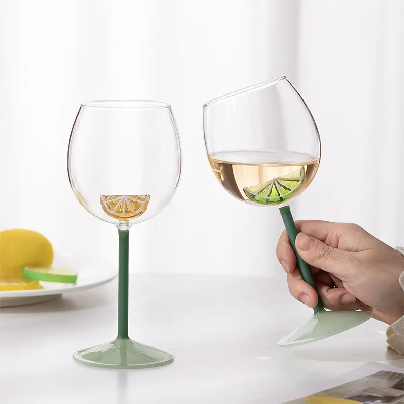 

Lemon Under Bottom Wine Glass Unique Gift for Women Red Wine Glasses