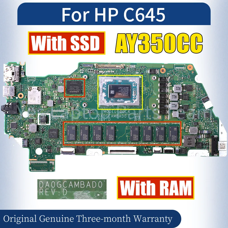 DA0GCAMBAD0 For HPC645 Laptop Mainboard AY350CC With RAM SSD Notebook Motherboard