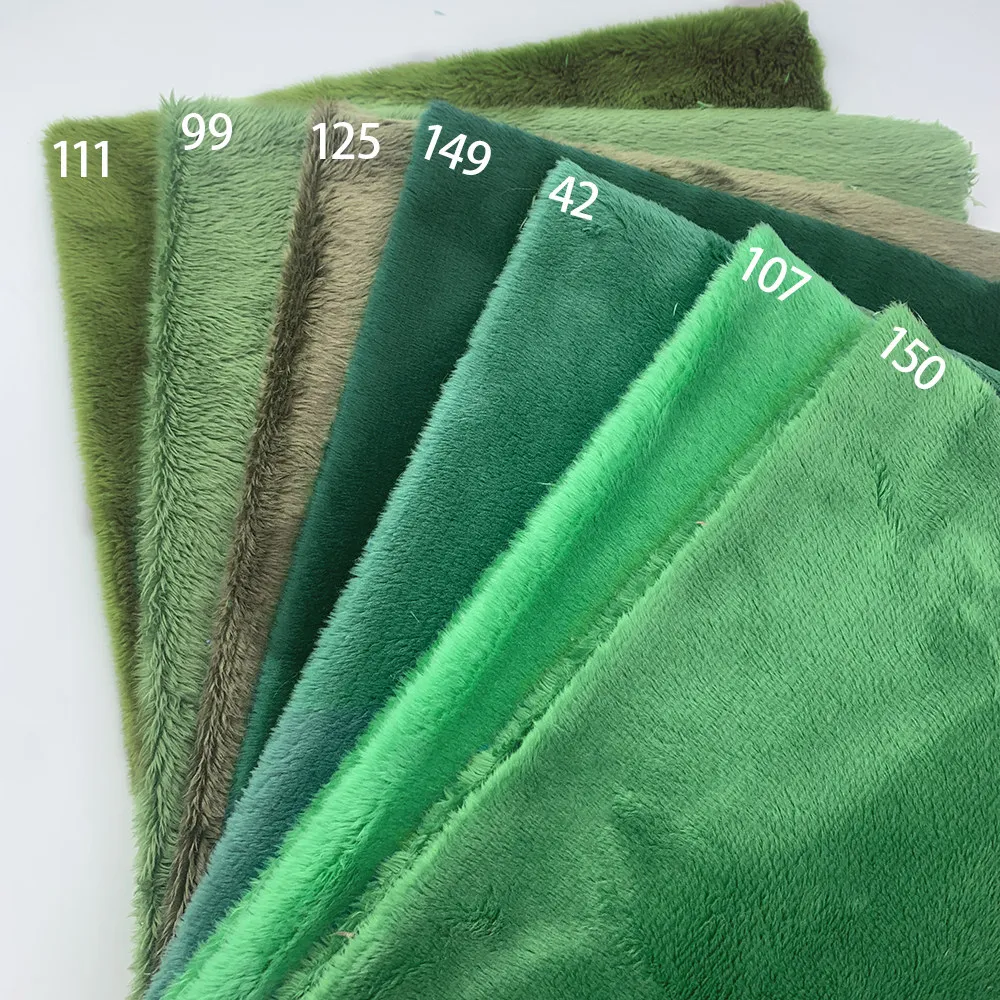 5mm Short Plush Green Color Series Soft Fabric for High Density Handmade Cotton Doll Hair DIY Velvet Cloth Sewing Material