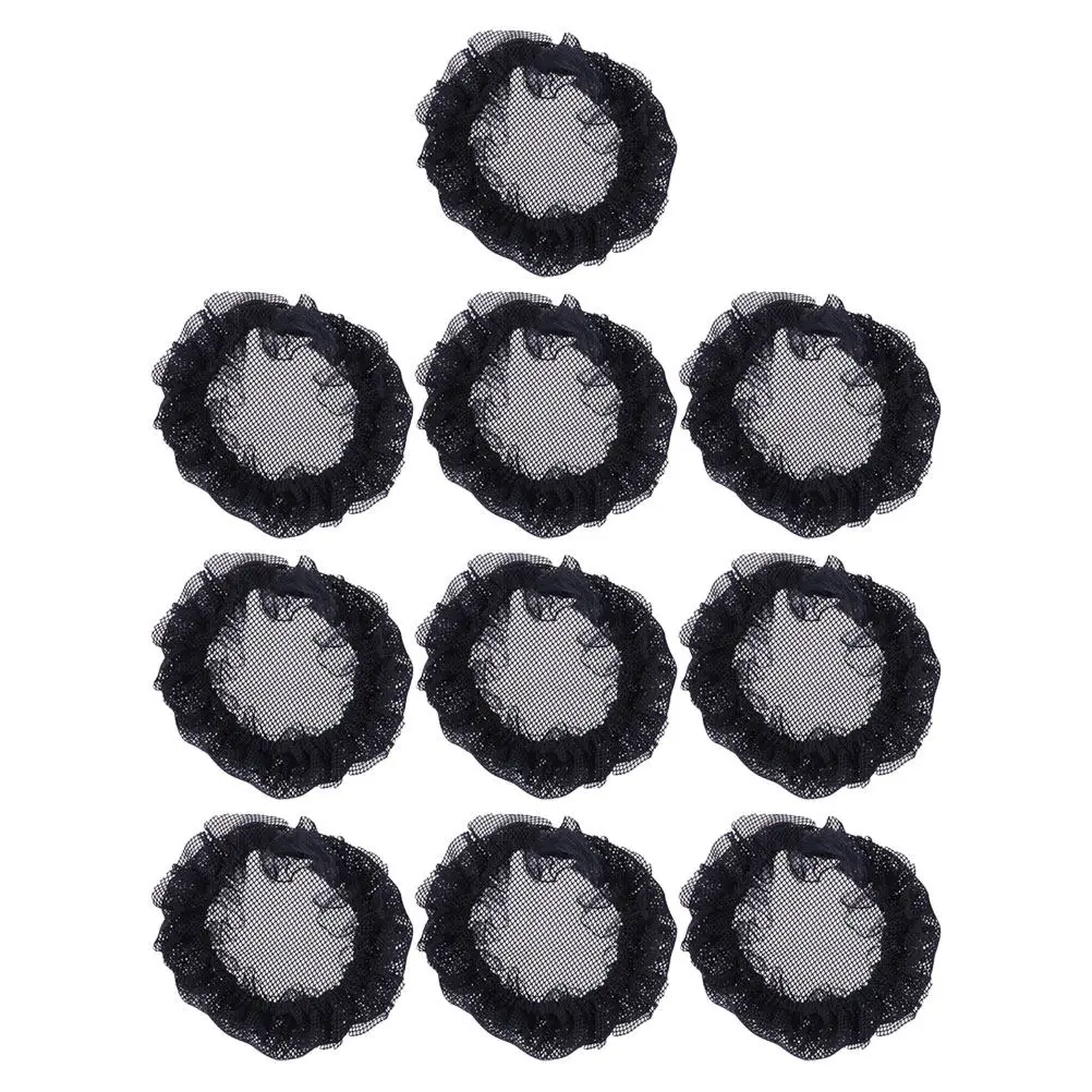 

10Pcs Premium Elastic Hair Net Bun Holder Headwear for Women Office Formal Dance Hot Weather Lace Snood Hair Protector Stylish