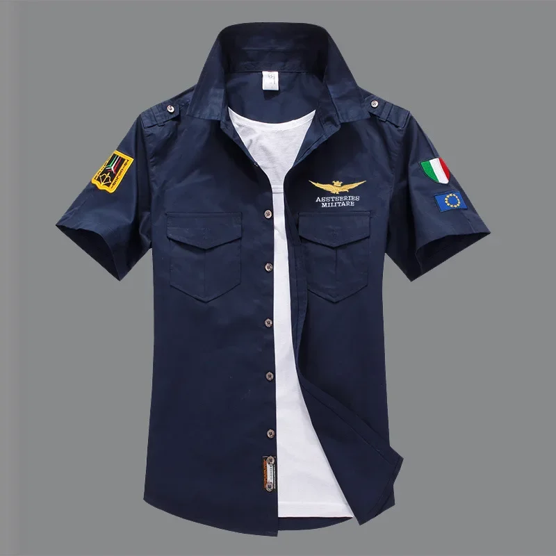 Summer unload Shirts Men US MA-1 One Cotton Short Sleeve T Shirt 101 Airborne Assault Tactical Casual Embroidery Tops 6XL