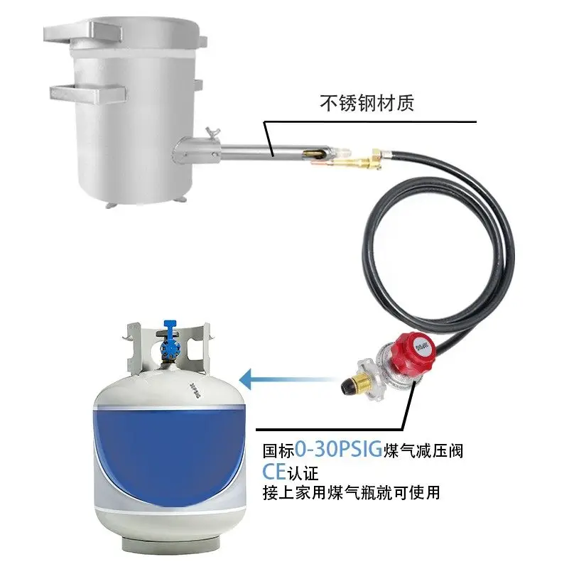 6Kg gold melting furnace small, connected to gas tank, stainless steel manufacturing 10 minutes to melt aluminum, fast