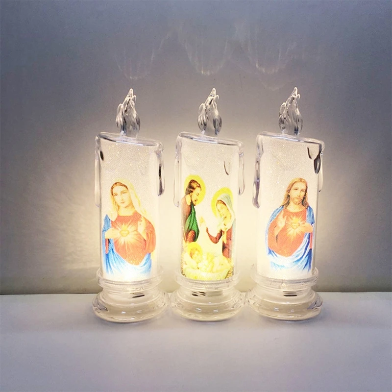 Jesus Virgin Christ Lamp Romantic Tealight Electronic Flameless LED Light