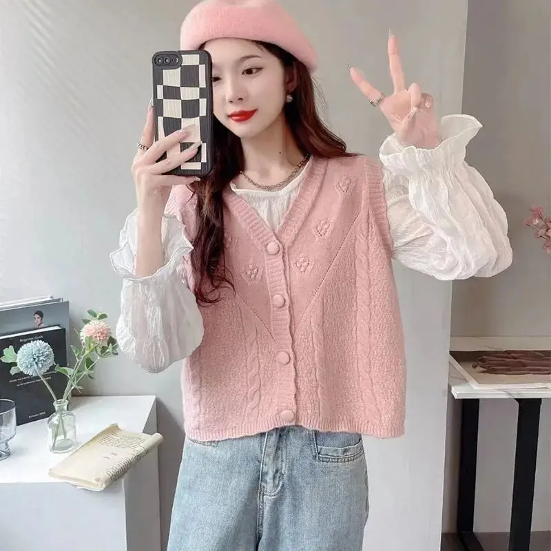 Knitted Vest Vest Women Vest Sweater Cardigan Vest Spring and Autumn Wear 2025 New Comfortable Top