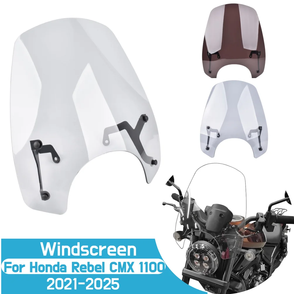 For Honda Rebel CMX 1100 2021-2025 CMX1100 Windshield Windscreen Front Wind Air Deflector Shield Screen Motorcycle Accessories