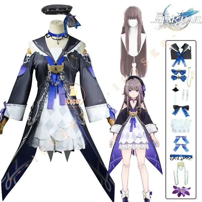 

2025 New IN STOCK Honkai Star Rail Cosplay Costume Wig Game Dress Uniform Hat Necklace Earrings Herta Space Station Wom AA