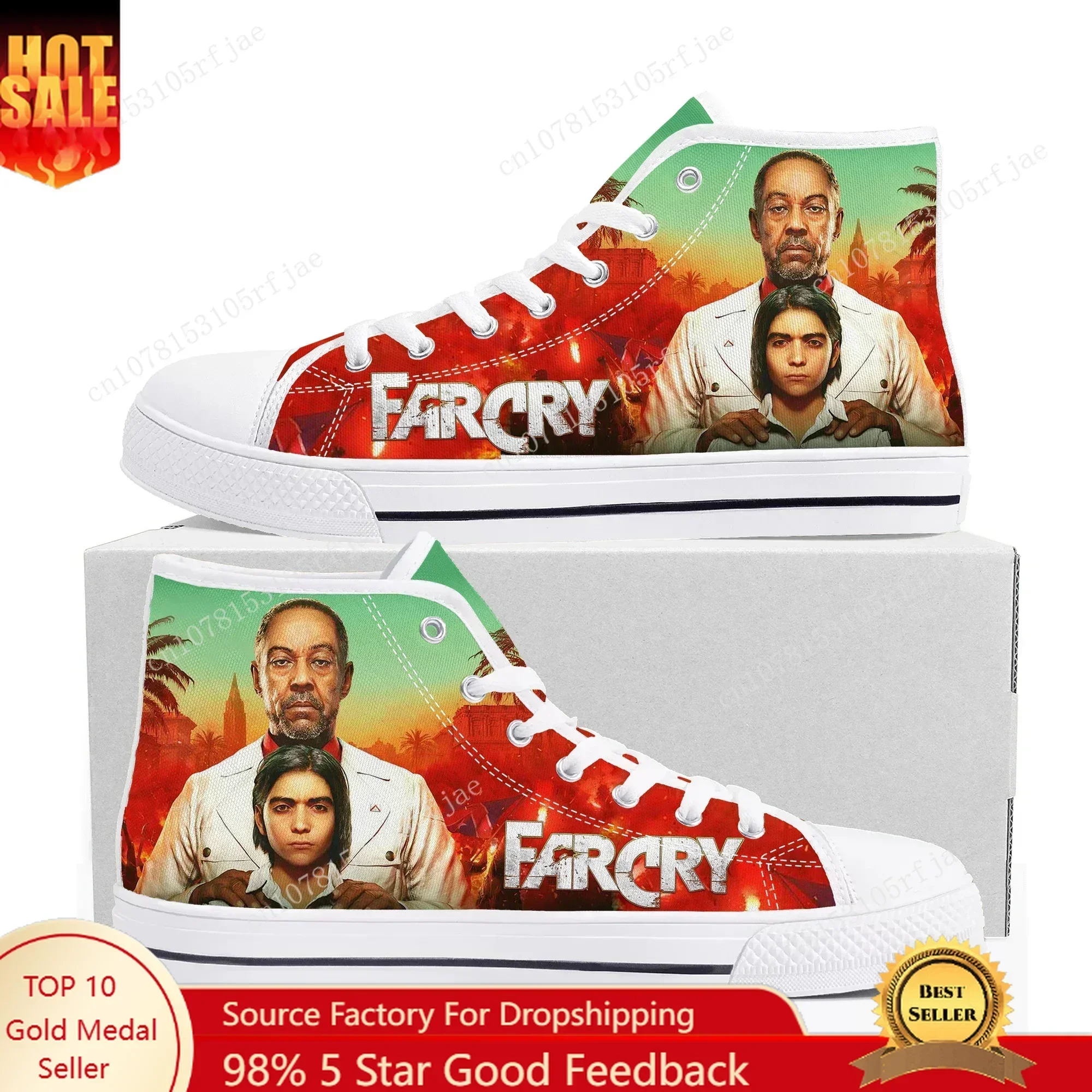 Far Cry High Top Sneakers Mens Womens Teenager High Quality Canvas Shoes Soft Sole Shock Absorbing Casual Couple Shoes