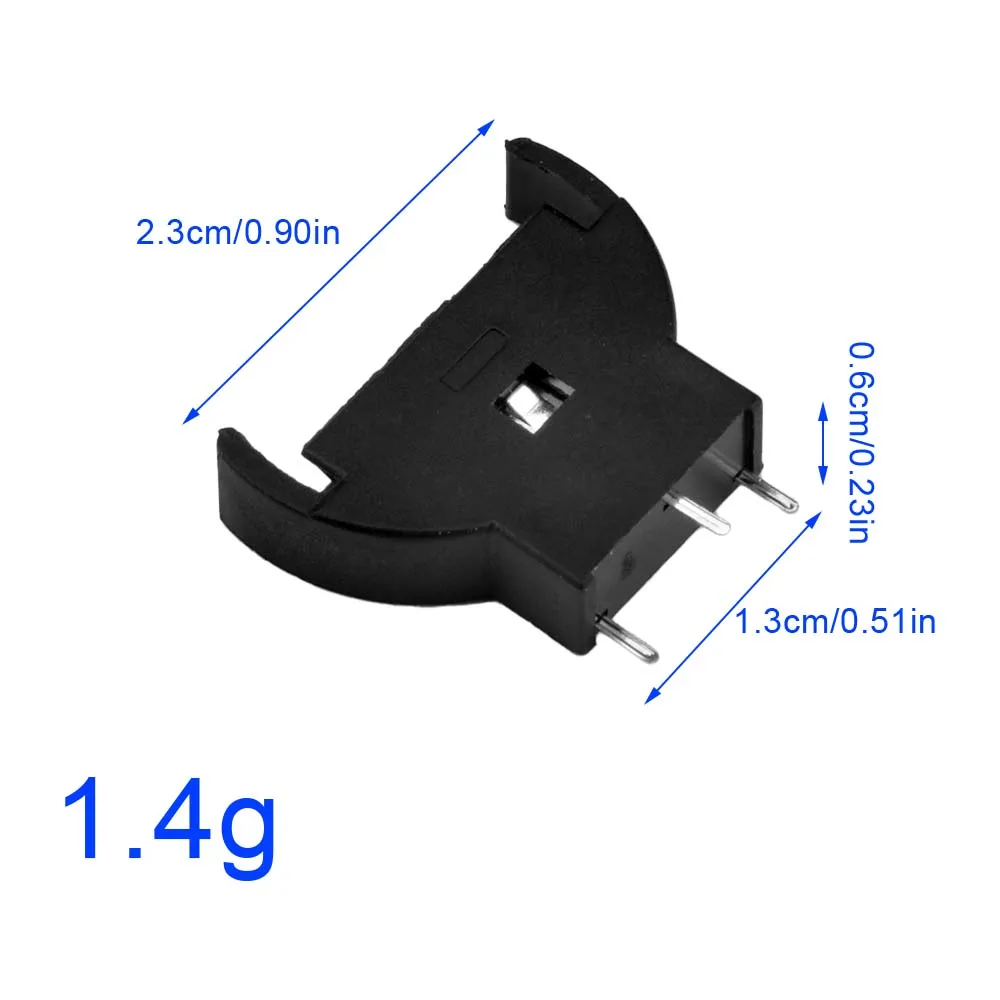 10PCS Black Plastic CR2032 2032 3V Cell Coin Battery Socket Holder Case Battery Boxes Half-Round Cell Coin Battery Socket Holder